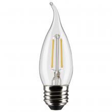Satco Products Inc. S21310 - 3 Watt CA10 LED Filament; Clear; Medium base; 90 CRI; 2700K; 120 Volt