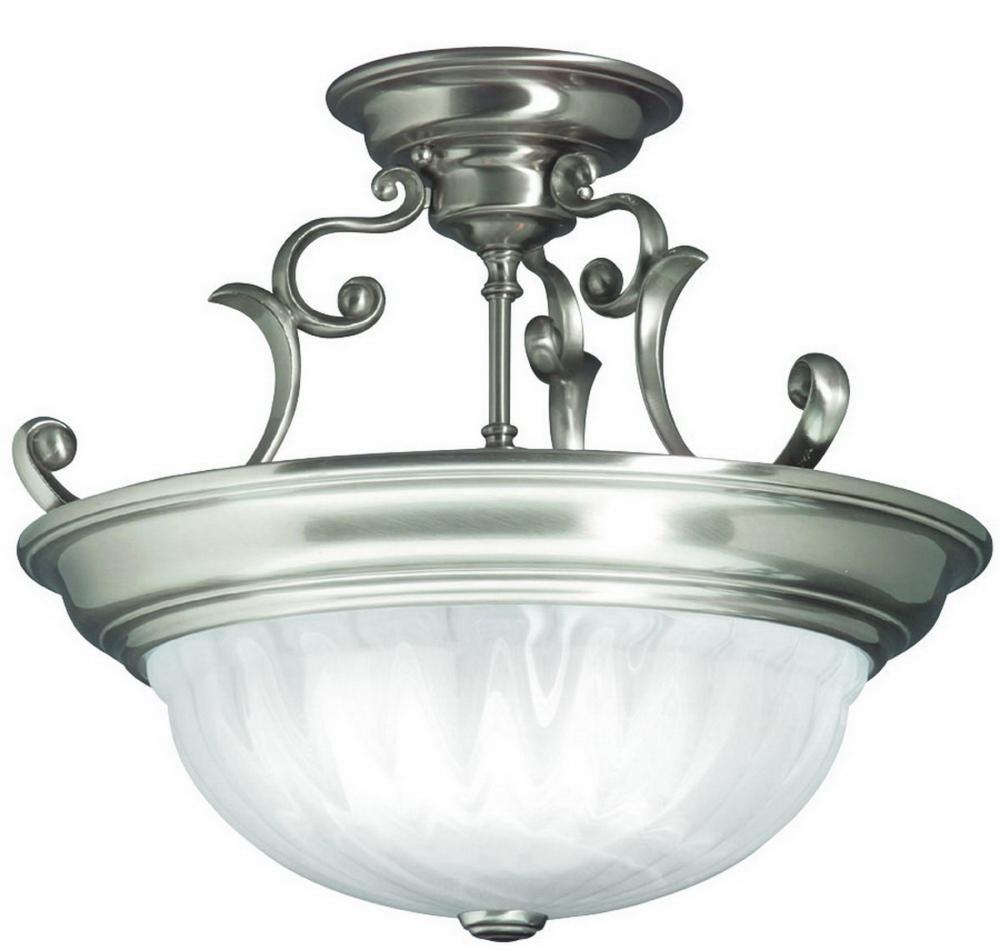 Richland 3Lt Semi Flushmount Satin Nickel