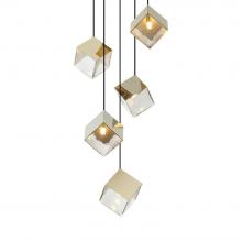 Matteo Lighting C30505CG - 5 LT D19.9" "Cube" Champagne Gold Chandelier