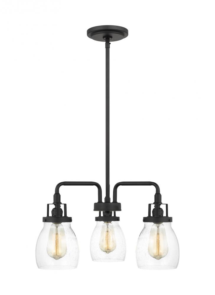 Belton transitional 3-light indoor dimmable ceiling chandelier pendant light in midnight black finis