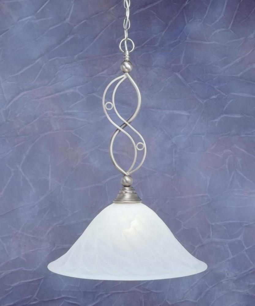 20-Inch Toltec Lighting 231-BN-5781 Jazz One-Light Down light Pendant Brushed Nickel Finish with White Alabaster Swirl Glass