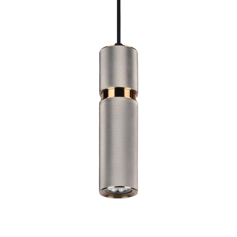Cicada 1 Light Pentant Knurled Light Grey With Brass
