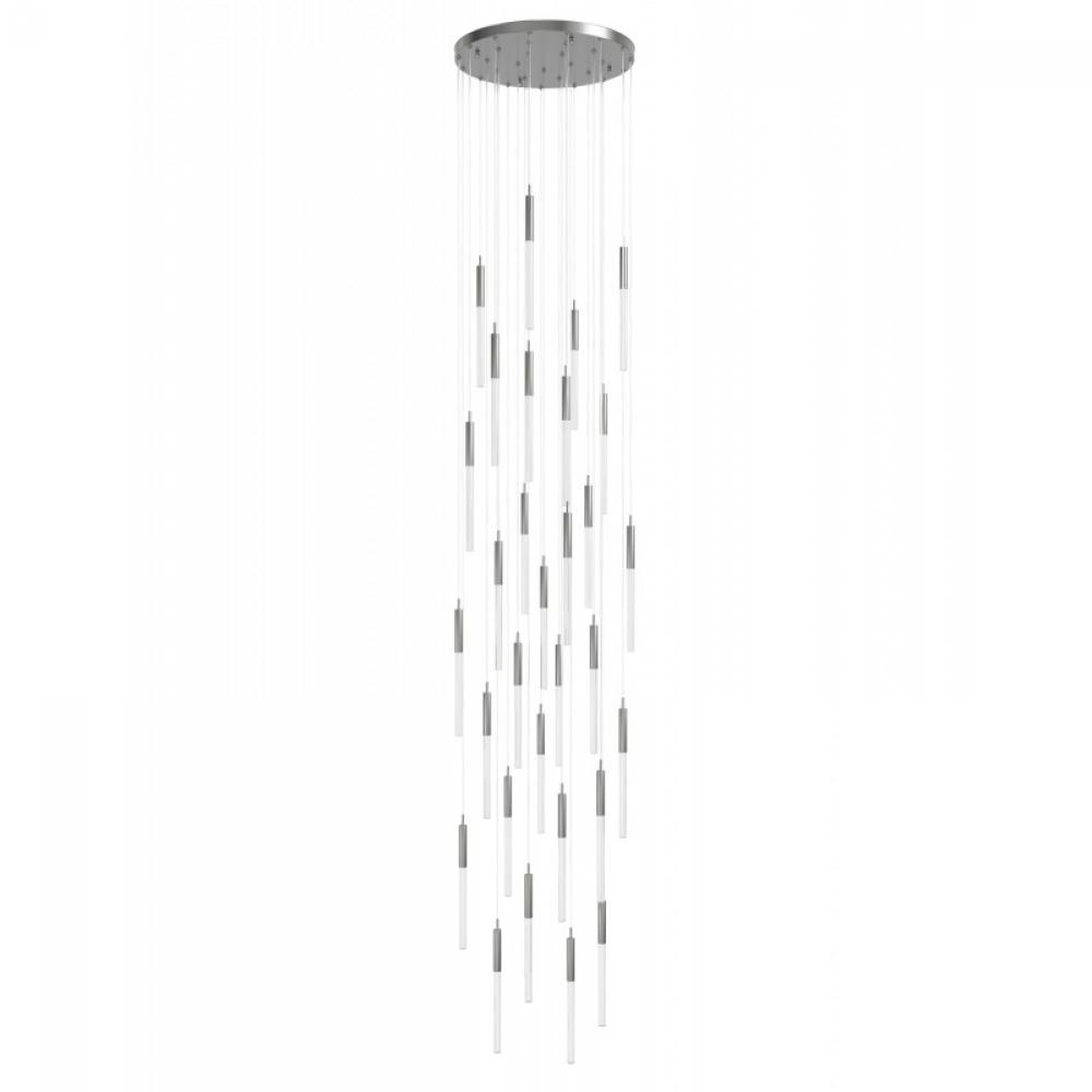 Main Street  31 Light Snow Acyrlic Multi Pendant in Polished Nickel