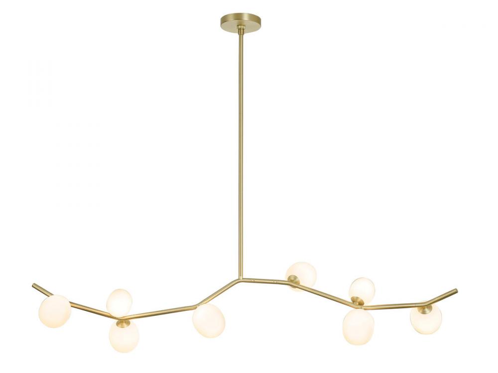 Hampton 60" Chandelier in Brushed Brass with White Glass