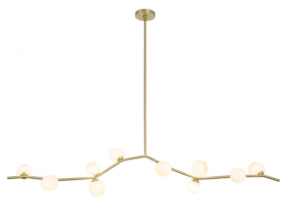 Hampton 78' Chandelier in Brushed Brass with White Glass