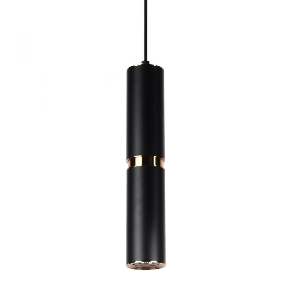 Cicada 1 Light Pentant Black With Knurled Brass