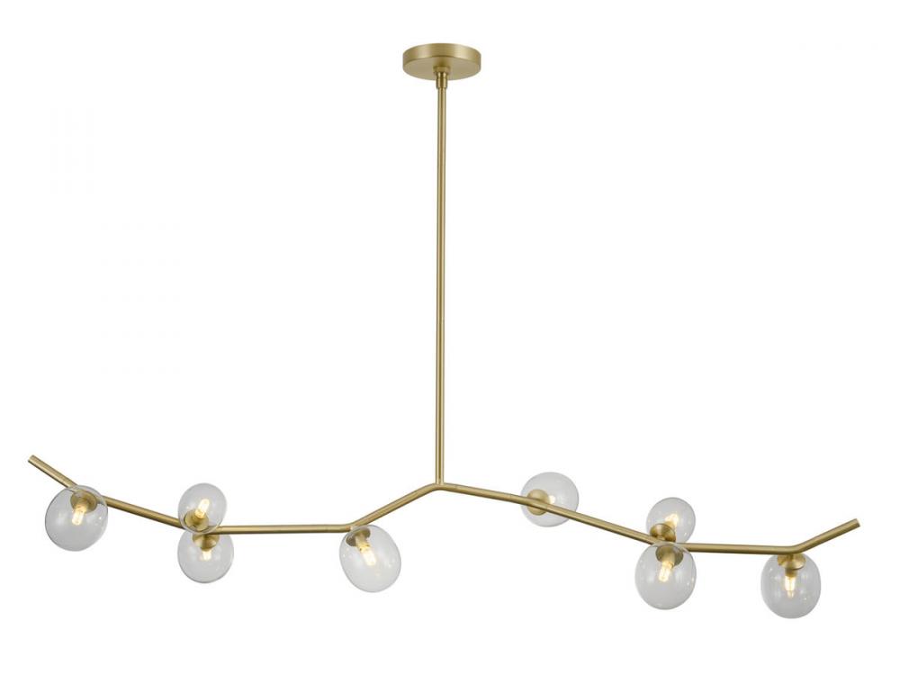 Hampton 60" Chandelier in Brushed Brass with Clear Glass