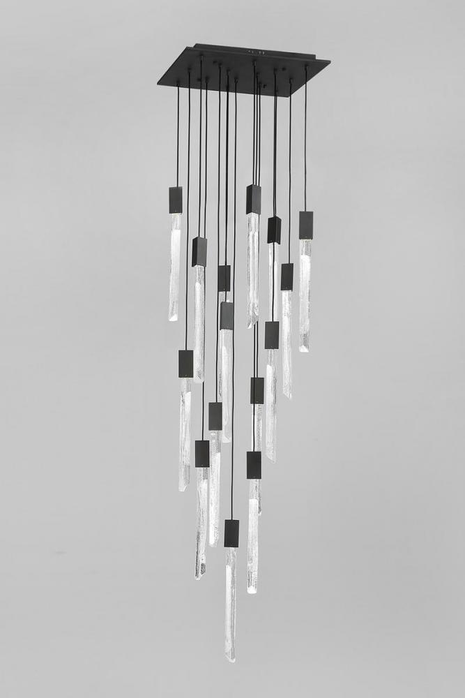 Alpine 15-Light Multi Pendant in Black with White Marbelized Glass