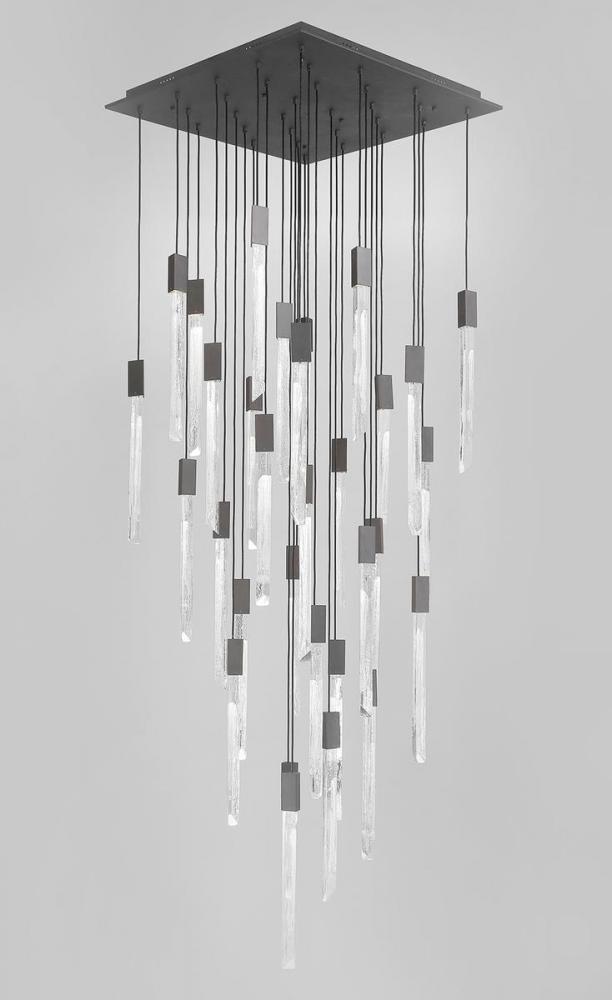 Alpine 31-Light Multi Pendant in Black with White Marbelized Glass