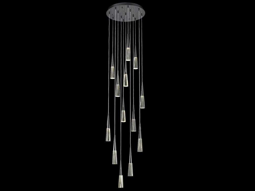 Encino 13-Light Multi Pendant in Gunmetal with Clear Crystal