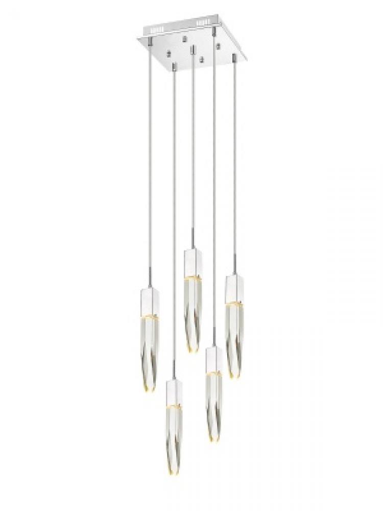 Aspen Collection 5 Light Clear Crystal Multi Port Pendant