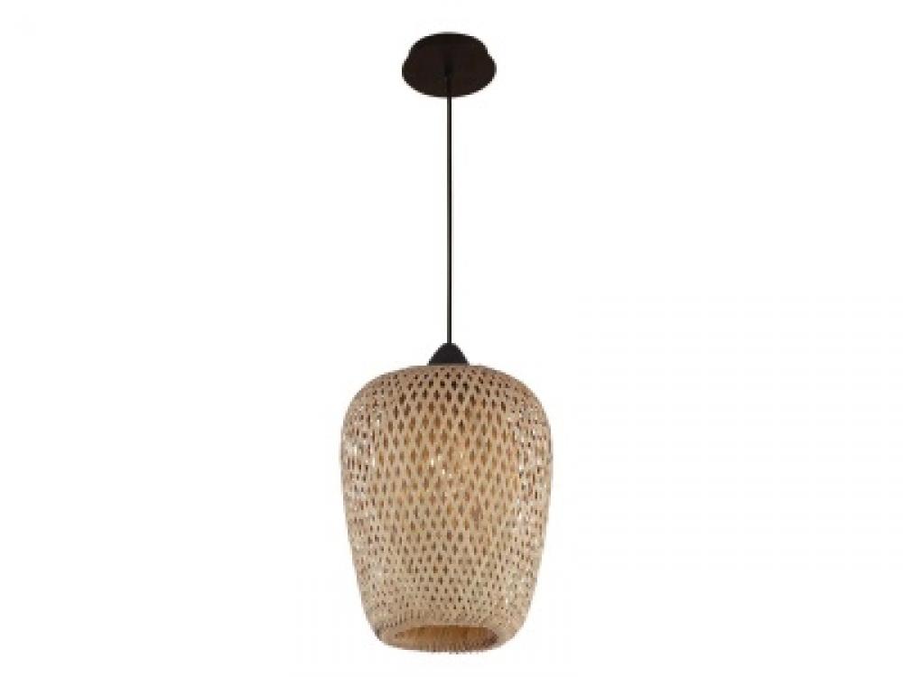 Tulum 9"  Bamboo Wicker Pendant with Black Accents