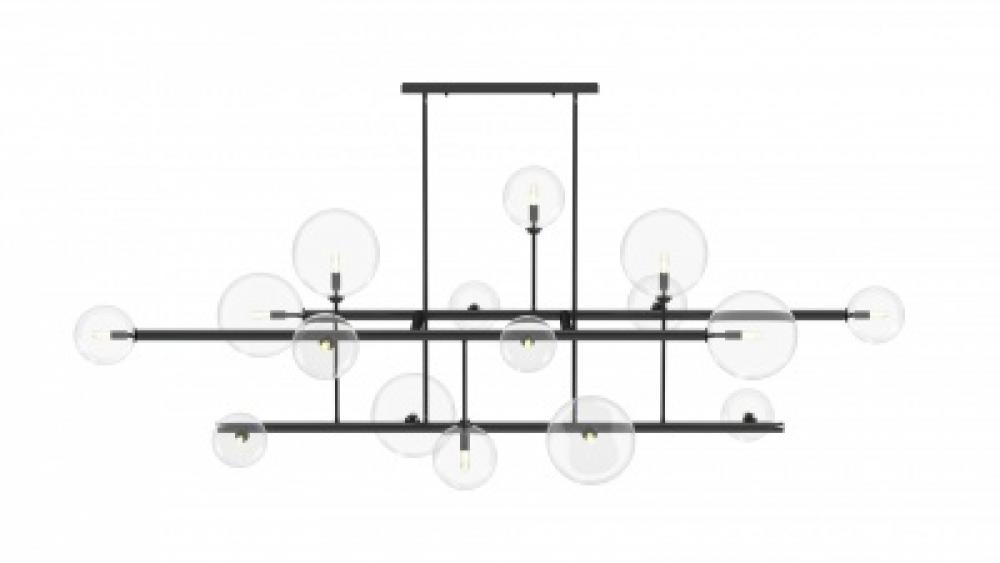 Delilah  84" Chandelier in Aged Brass in Black