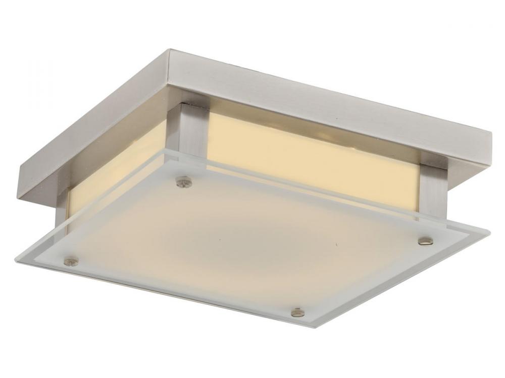 Cermack St. 10" Square Flush Mount in Brushed Nickel with Frosted Glass