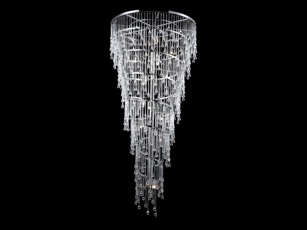 Hollywood Blvd. Polished Nickel And Tear Drop Crystal Large Chandelier