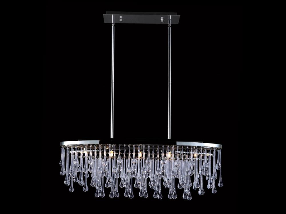Hollywood Blvd. Polished Nickel And Tear Drop Crsytal Oval Chandelier