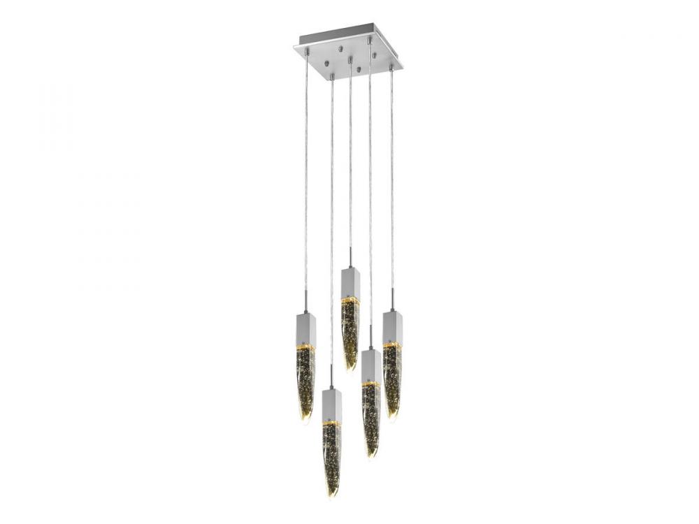 Aspen Collection 5 Light Bubbled Crystal Multi Port Pendant