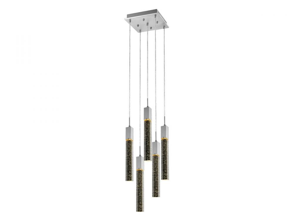 The Original Glacier Collection 5 Light Multi Pendant in Polished Chrome with Bubbled Crystal