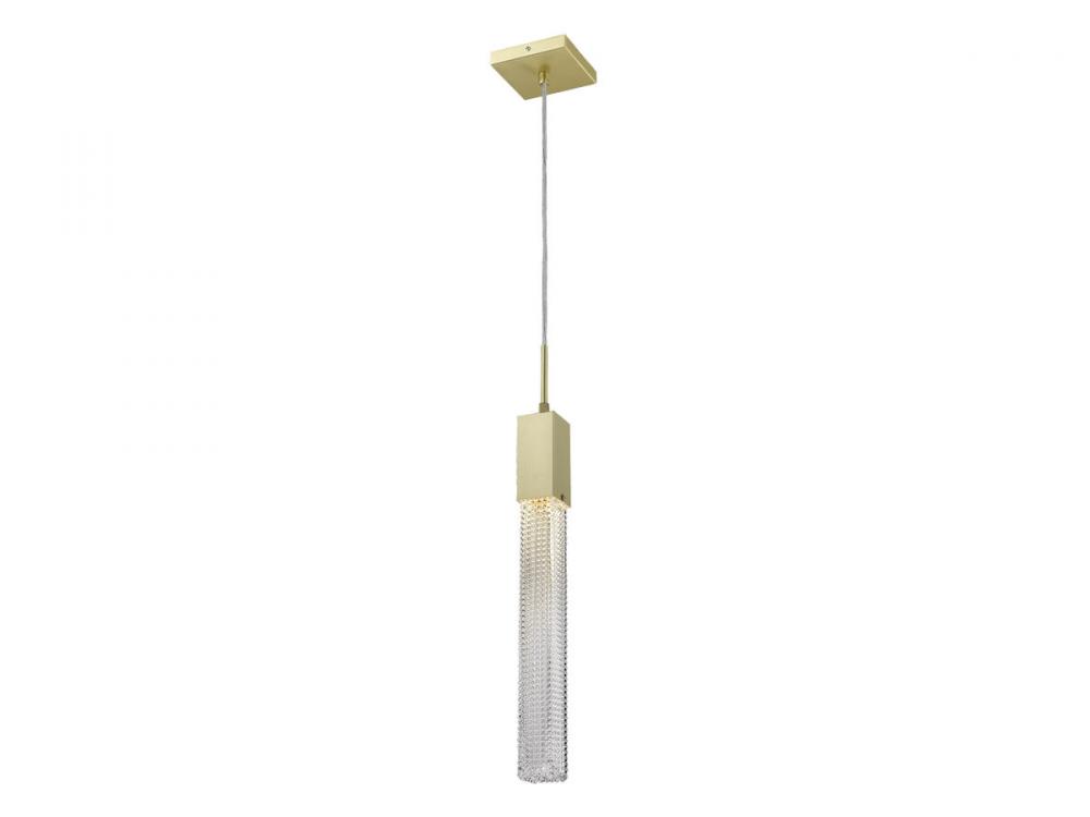 Boa Collection 1 Light  Pendant in Brushed Brass with Studded Glass