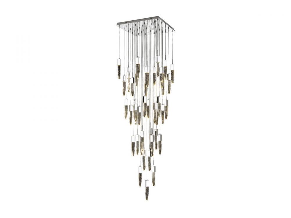 Aspen  41 Light Multi  Pendant in Polished Chrome with Bubbled Crystal
