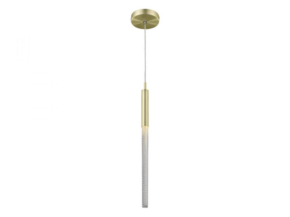 Main Street  1 Light  Studded Glass Pendant In Brushed Brass