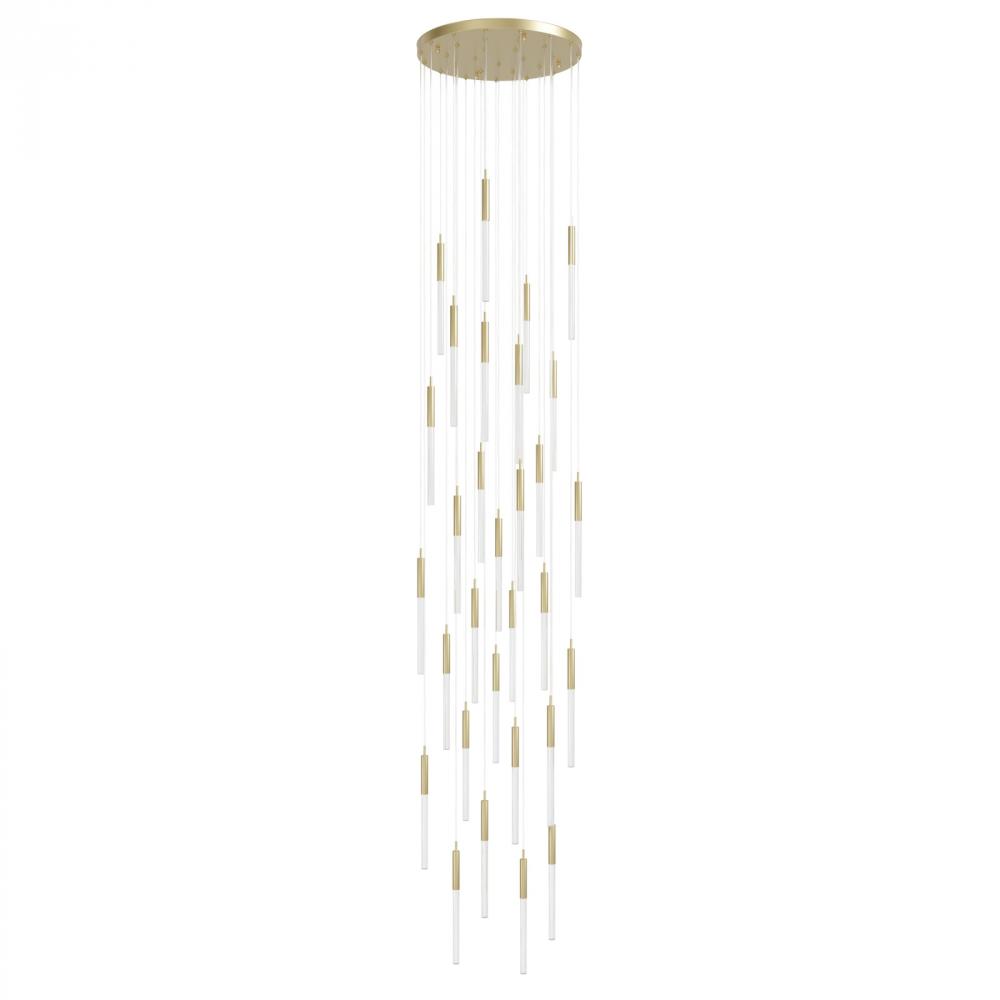 Main Street  31 Light Snow Acyrlic Multi Pendant in Brushed Brass