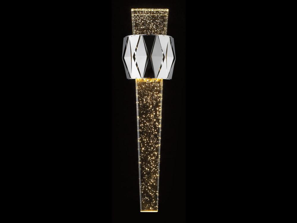 The Original Glacier Avenue 24"  Geometric Frame Wall Sconce in Polished Nickel with Bubbled Cry