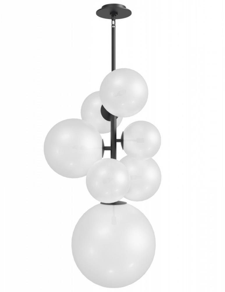 Delilah 40" Pendant in Black with White Glass