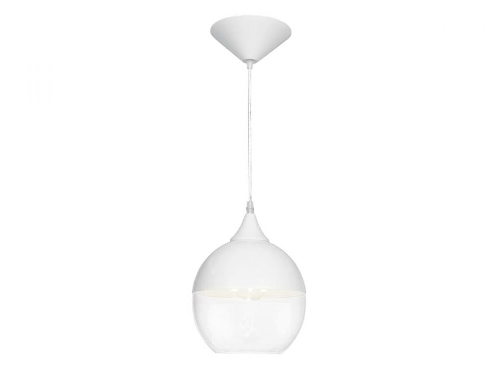 Robertson Blvd. 1 Light White / Clear Pendant