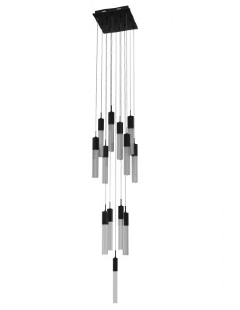 The Original Glacier Collection 13 Light Multi Pendant in Black with Snow Crystal