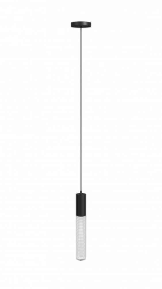 Strand 6" Laser Cut Spiral Glass Pendant in Black