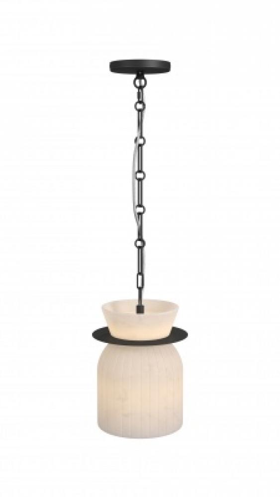 Westwood 10" LED Pendant in Alabaster with Black Accents