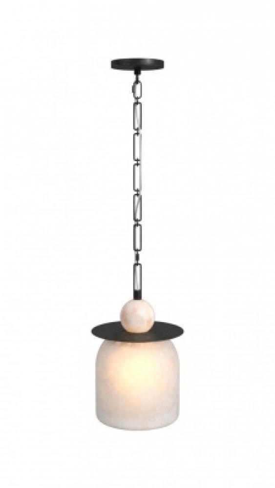Westwood 11" LED Pendant in Alabaster with Black Accents