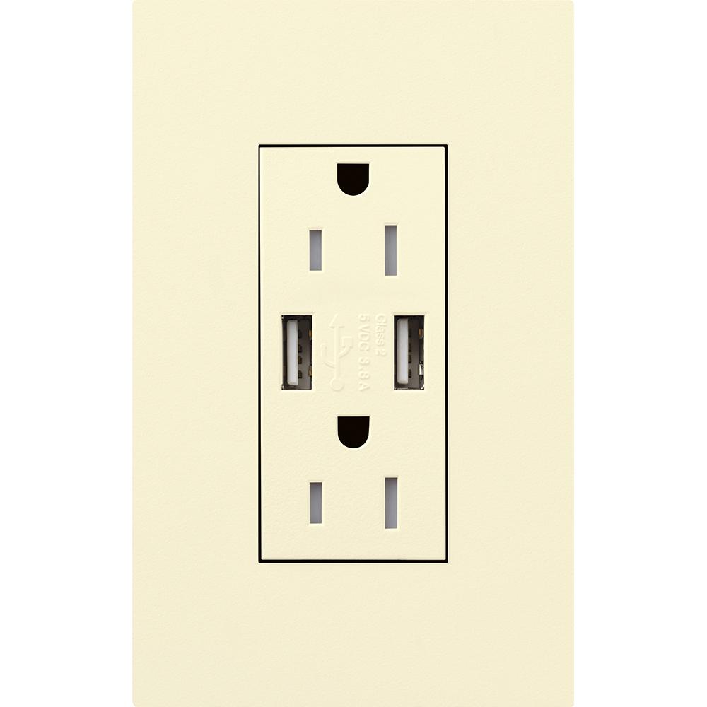 DUPLEX 15A TR DUAL USB RECEPTACLE AL FP