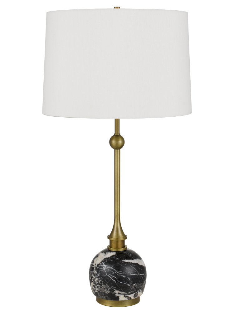 150W 3 way Midlands metal table lamp with marble stone base and hardback fabric shade
