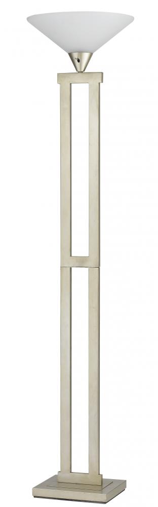 39.80" Height Metal Torchiere In Painted Silver Finish