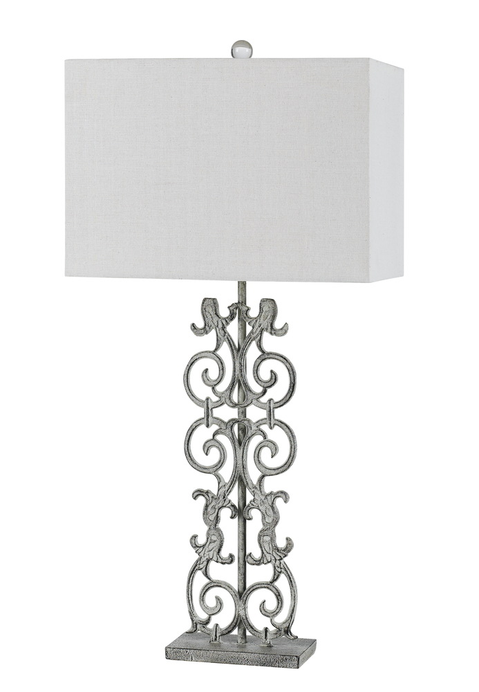 150W 3 Way Vitoria Cast Iron Table Lamp With Hardback Fabric Shade