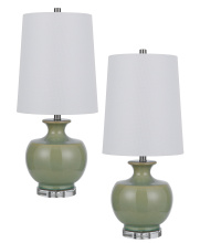 CAL Lighting BO-3195TB-2 - 100W Kawela ceramic table lamp with crystal base. Sold in pairs