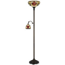 CAL Lighting BO-3254TR - Victorian 150W 3 way Tiffany floor lamp with a 40W adjustable reading lamp