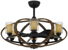 CAL Lighting CF-1006 - 26.5 Rustic Metal Fandelier with Clear Glass Shade