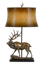 CAL Lighting BO-2807TB - 150W 3 Way Deer Resin Table Lamp With Leathrette Shade