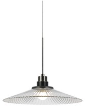 CAL Lighting UPL-715-CLR - 10.2" Tall Glass and Metal LED Pendant with Brushed Steel Cord