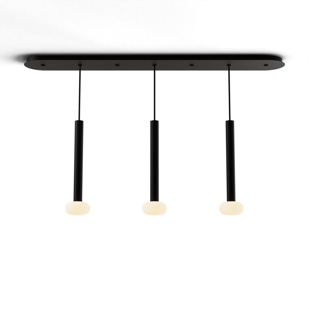 Combi Pendant 16" Linear 3 Combo Matte Black with Matte Black Canopy