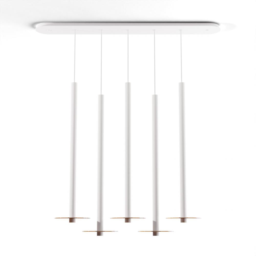 Combi Pendant 36" Linear 5 Combo Matte White with Matte White Canopy