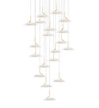 Koncept Inc RYP-C19-SW-MWG - Royyo Pendant (Circular with 19 pendants), Matte White with Gold accent, Matte White Canopy