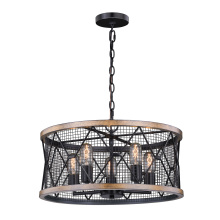 Vaxcel International H0207 - Bremerton 5 Light Chandelier Black and Burnished Teak