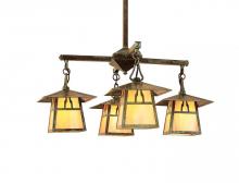 Arroyo Craftsman CCH-8/4BTN-RC - 8" carmel 4 light chandelier with bungalow overlay