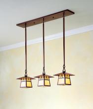 Arroyo Craftsman CICH-8/3EAM-RB - 8" carmel 3 light in-line chandelier without overlay (empty)