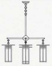 Arroyo Craftsman GCH-9L/4-1GW-P - 9" glasgow long body 4 light chandelier, center light