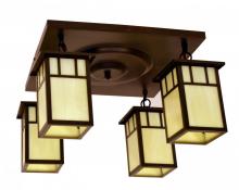 Arroyo Craftsman HCM-4L/4DTM-MB - 4" huntington 4 light ceiling mount, double t-bar overlay